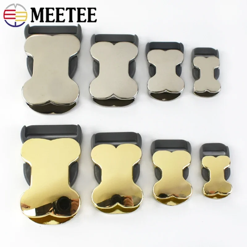 2/5/10P Meetee 10-25mm Metal Release Buckle Bag Strap Side Clip Clasp Backpack Belt Adjuster Hook Bone Shape Dog Collar Hardware