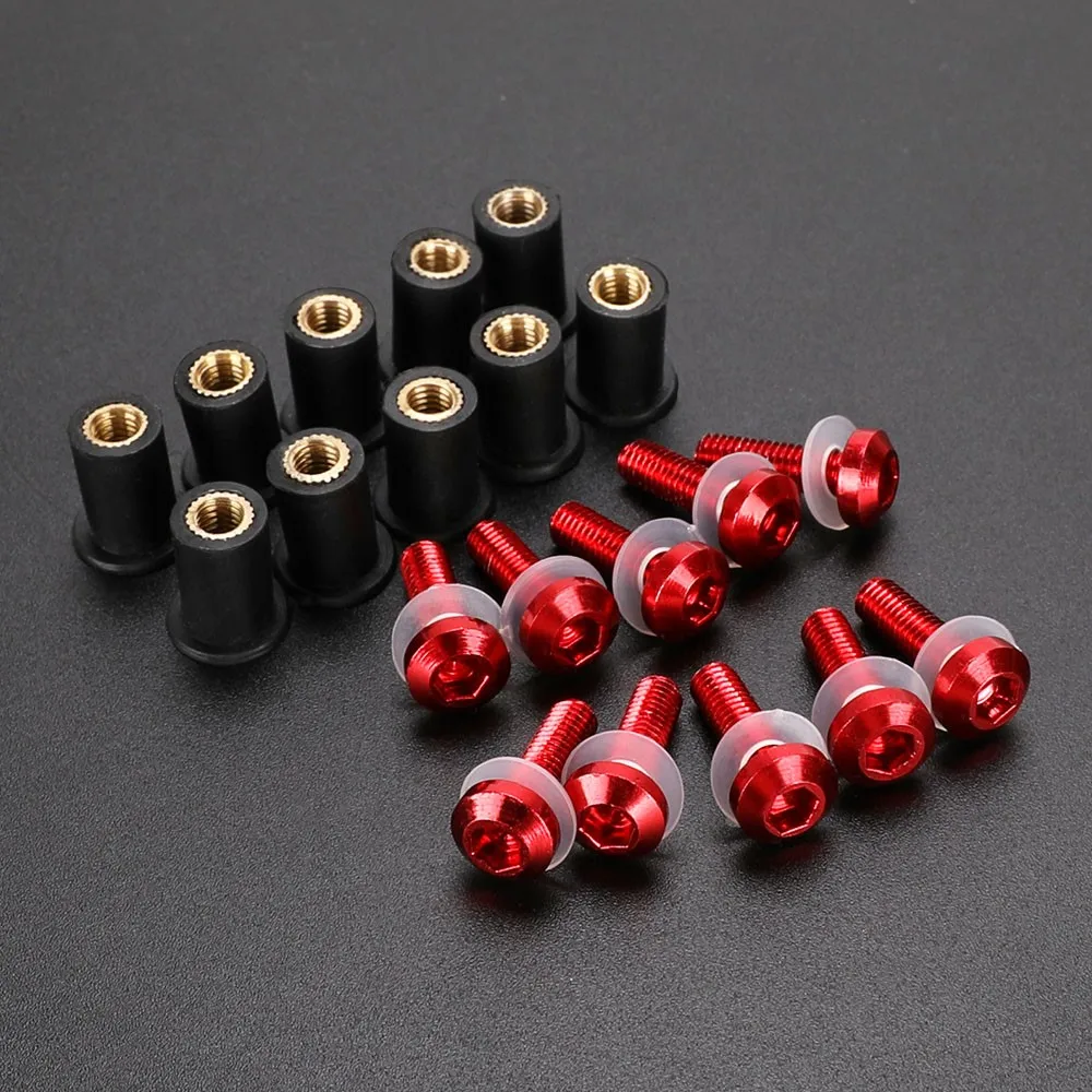

10 pieces 5MM FOR HONDA CBR1100XX CBR250R CBR300RR CBR400R CBR500R CBR650F Windshield Screw Nut Fairing Windscreen Bolt Kit