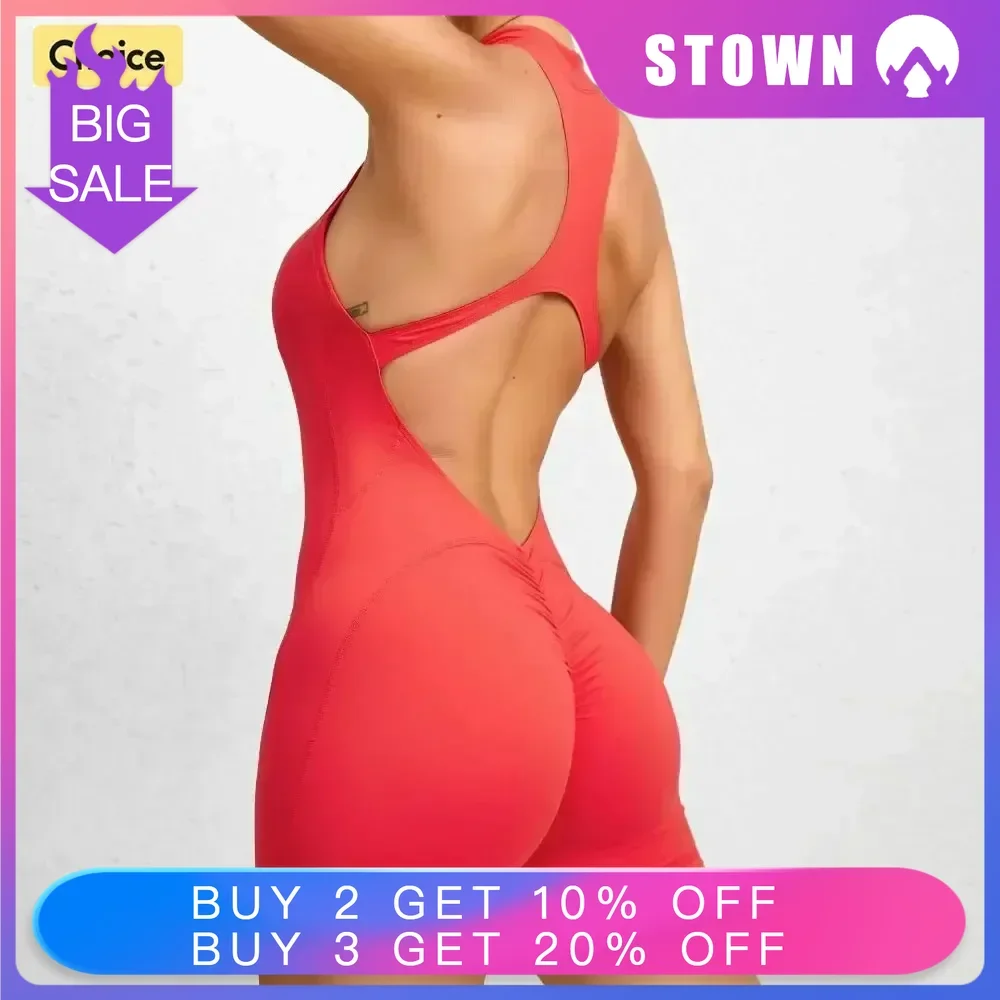 

Women's Backless Zipper Padded Jumpsuit – Sports Onesie with Removable Padding for Yoga, Fitness & Gym Training