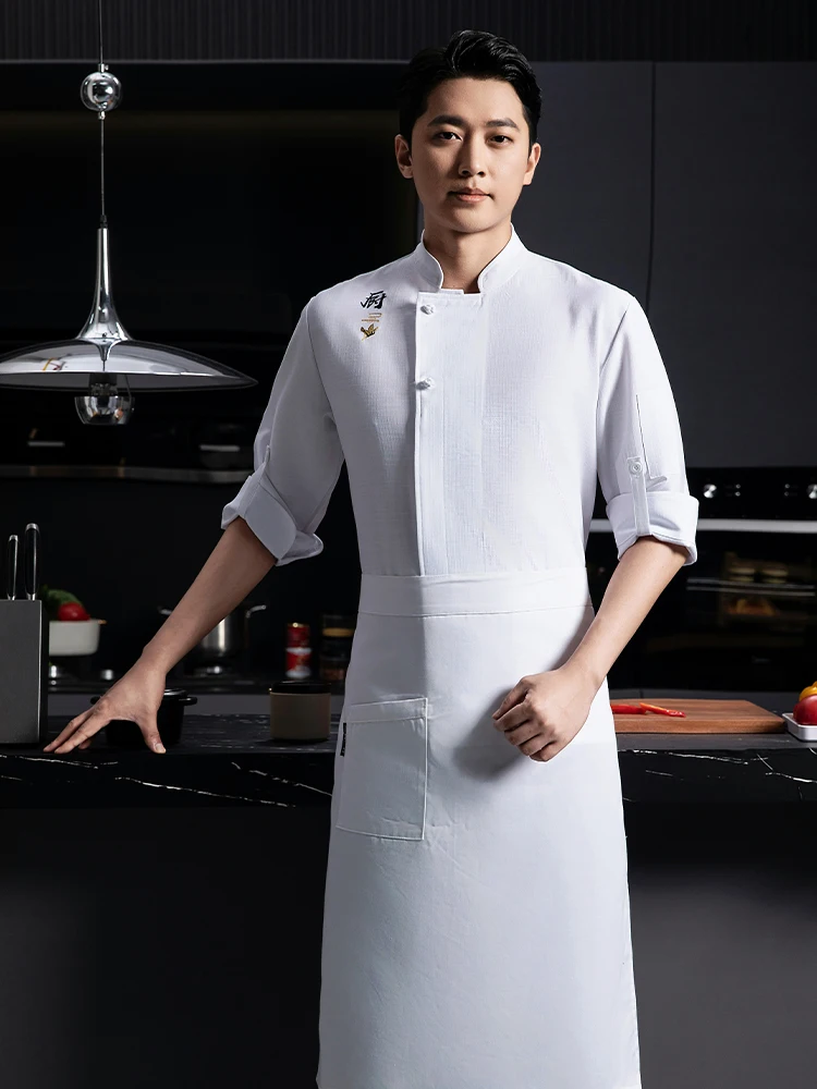 호텔 긴팔 작업복, 전문 요리사 통기성 블라우스, 작업복, 주방 티셔츠 유니폼, 요리 재킷, 가을