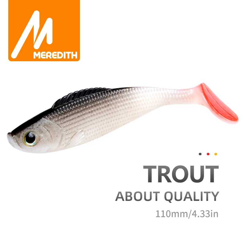 MEREDITH Trout 3D Fish Lifelike Lures 10PCS/lot 13g/110mm  Hot Model Fishing Soft Lures