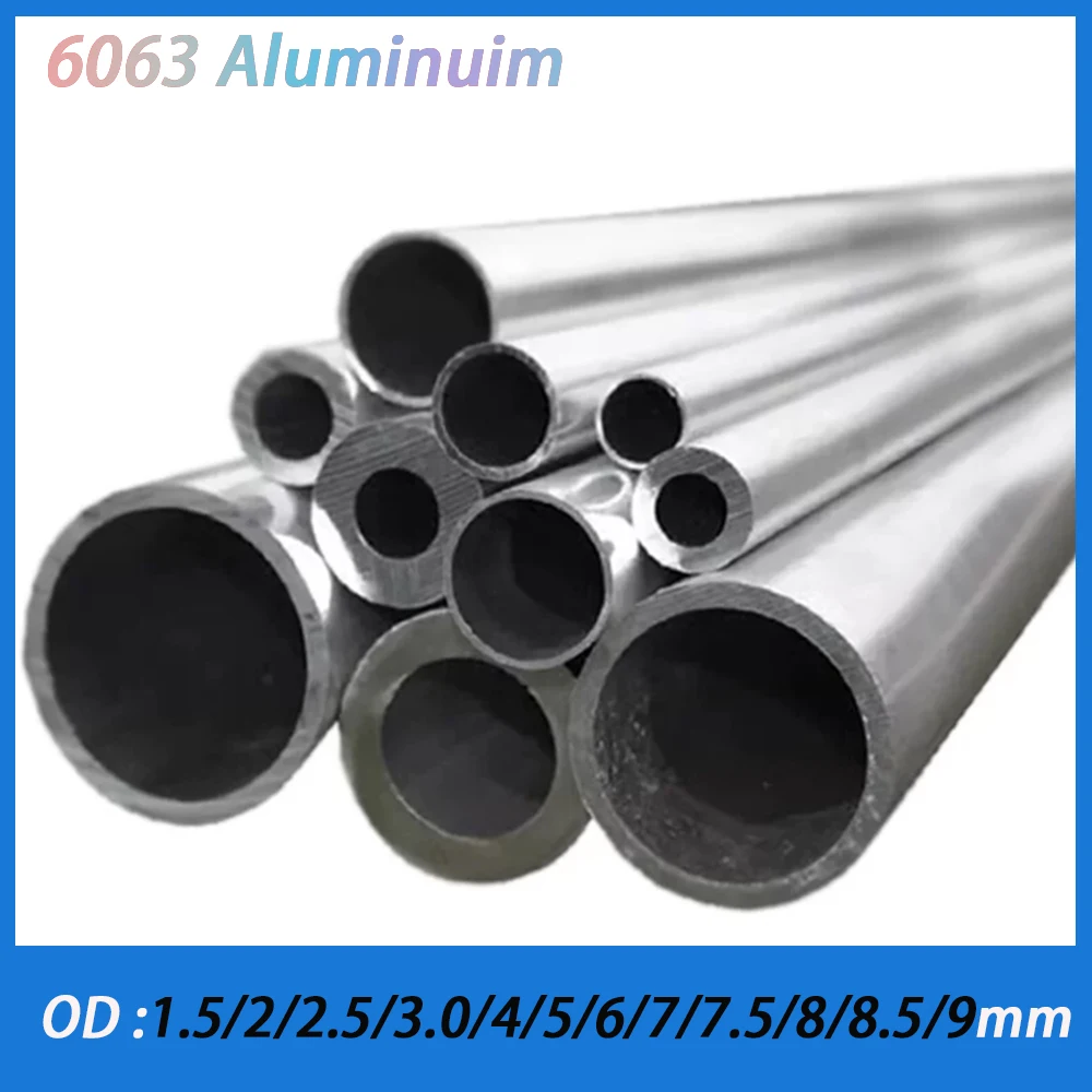 1Pcs Hollow Straight Round Aluminuim Tube Piping 6063 OD 1.5/2/2.5/3.0/4/5/6/7/7.5/8/8.5/9mm Lenght 500mm Thickness 0.2-2.25mm