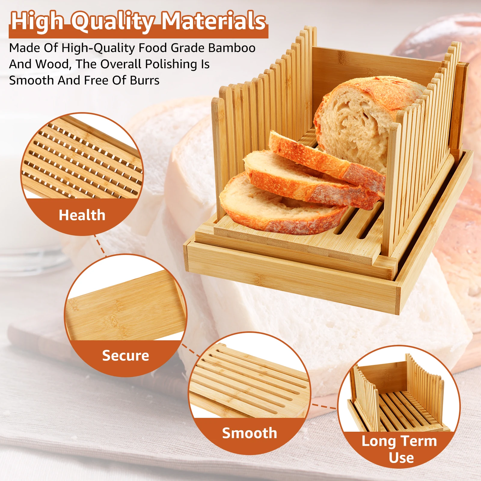 Bread Slicer Guide Foldable Toast Bread Slicer with Crumb Tray Portable Loaf Slicer Cutter Kitchen Gadgets