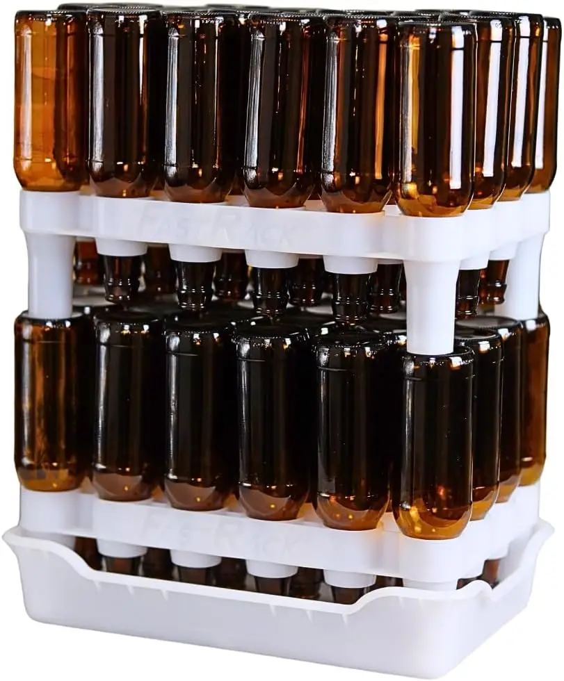 

24-Bottle Drying Rack with Tray - Stackable, Dishwasher Safe for Wine and Beer Bottles