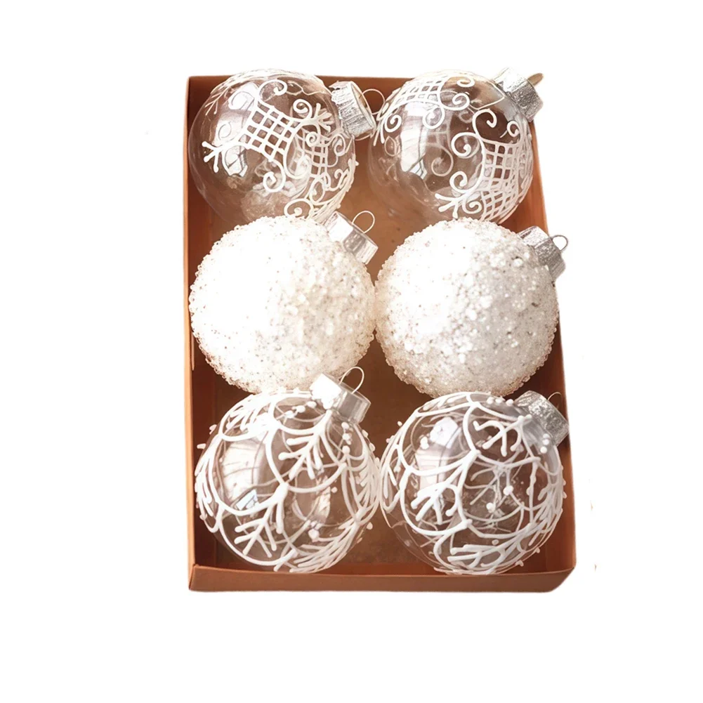 

Six Piece Christmas Ball Ornaments with Sequin Design 315 Inch Diameter Lightweight Plastic Baubles for Tree Decor