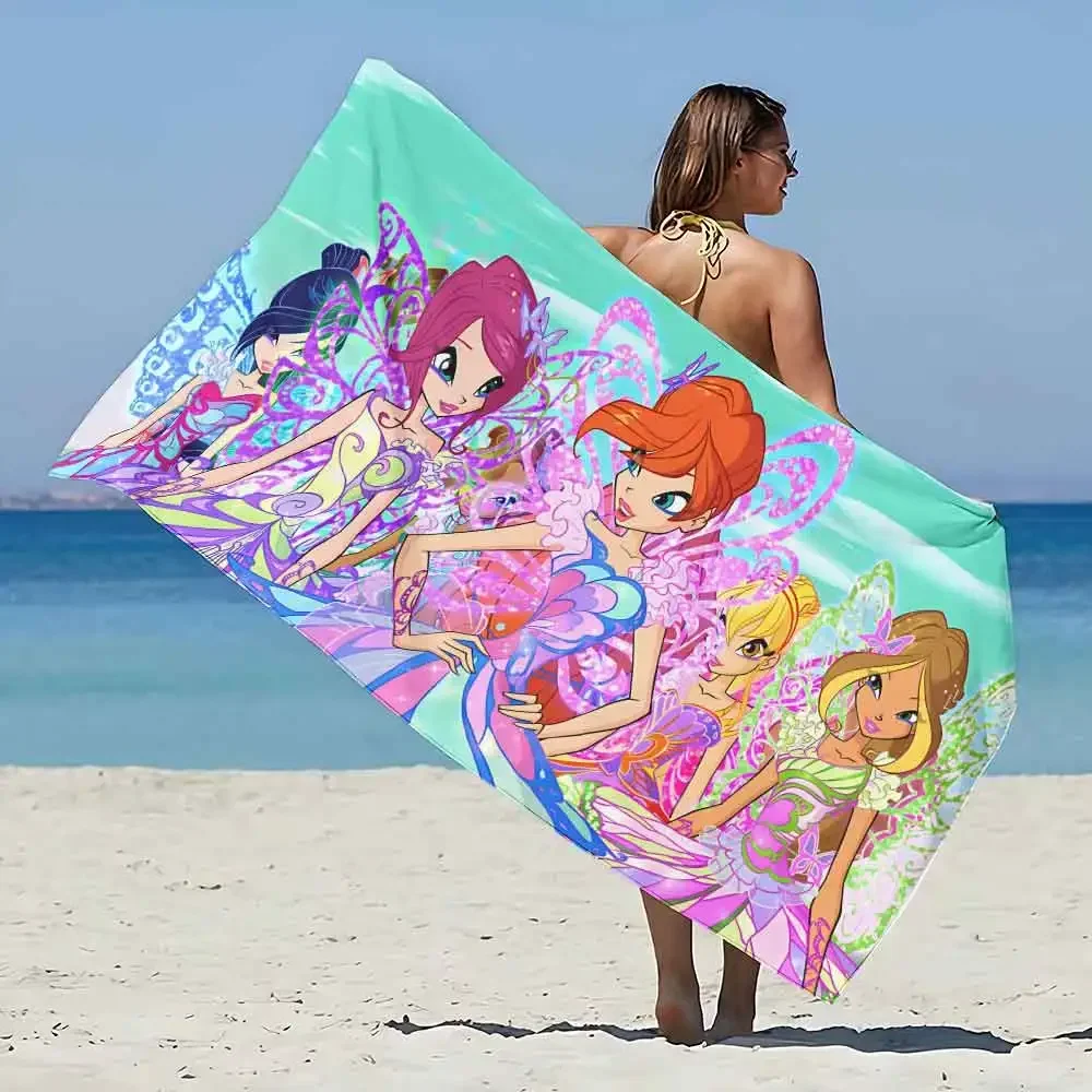 Winx Club Beach Towel Microfiber Sand Free Quick Dry Soft Sandproof Pool Towels Gift for Women Travel Gym Shower Camping