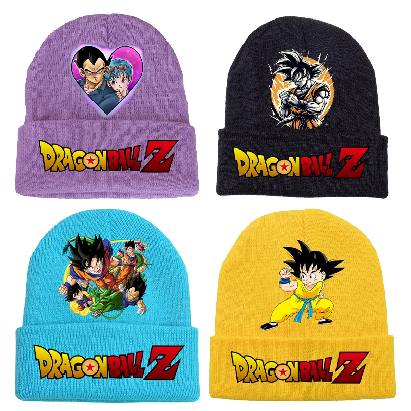 Dragon Ball Z Boys Knitted Cap Goku Headgear Anime Figure Winter Outdoors Warm Hat Kids Beanies Men Adult Bonnet Birthday Gifts