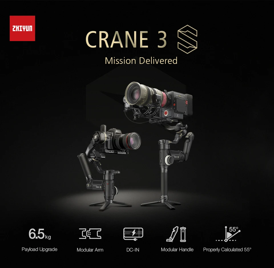 Zhiyun CRANE 3S Handheld Gimbal Camera Stabilizer 3-axis Support 6.5KG DSLR Camcorder Video Cameras for Nikon Canon