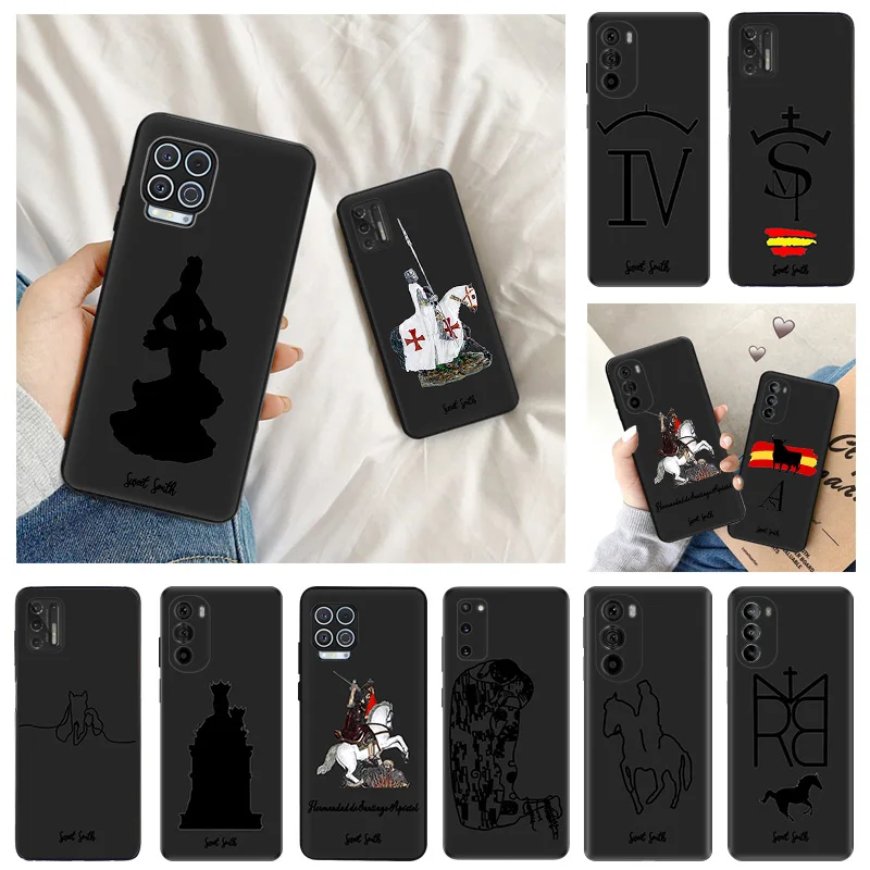 Ultra Thin Black Phone Case for Motorola G9 Edge 20 30 40 G50 G51 G60 G71 G22 G32 G52 G72 G53 Horse Knight Flamenco Dancer Cover