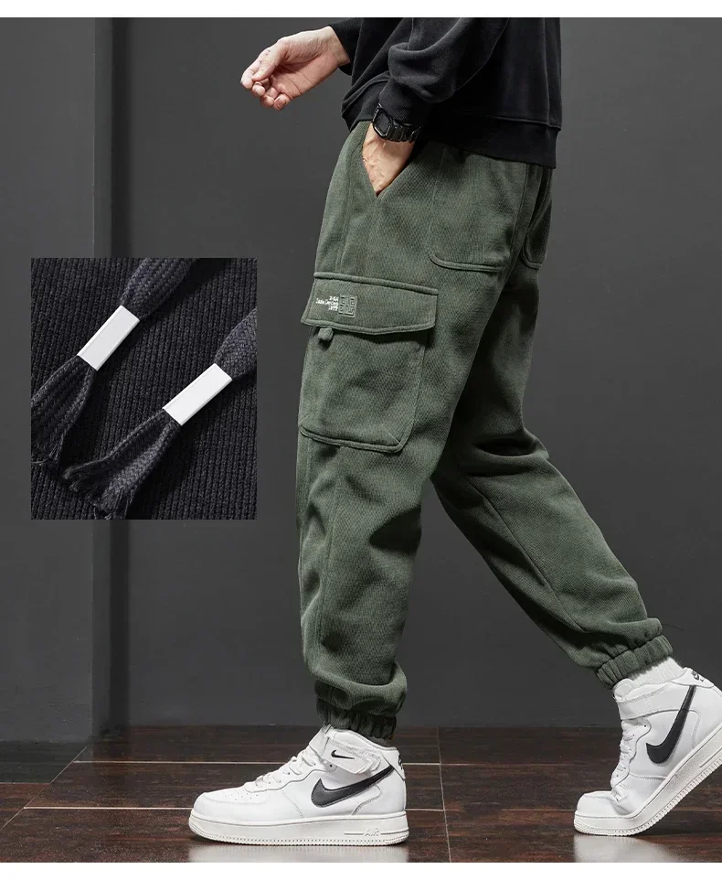 Frühling Herbst neuen Stil elastische Taille Freizeit hose für Männer Stretch gerade Kordel zug Harem Jogging Sport lange Hosen männlich – Detail 12