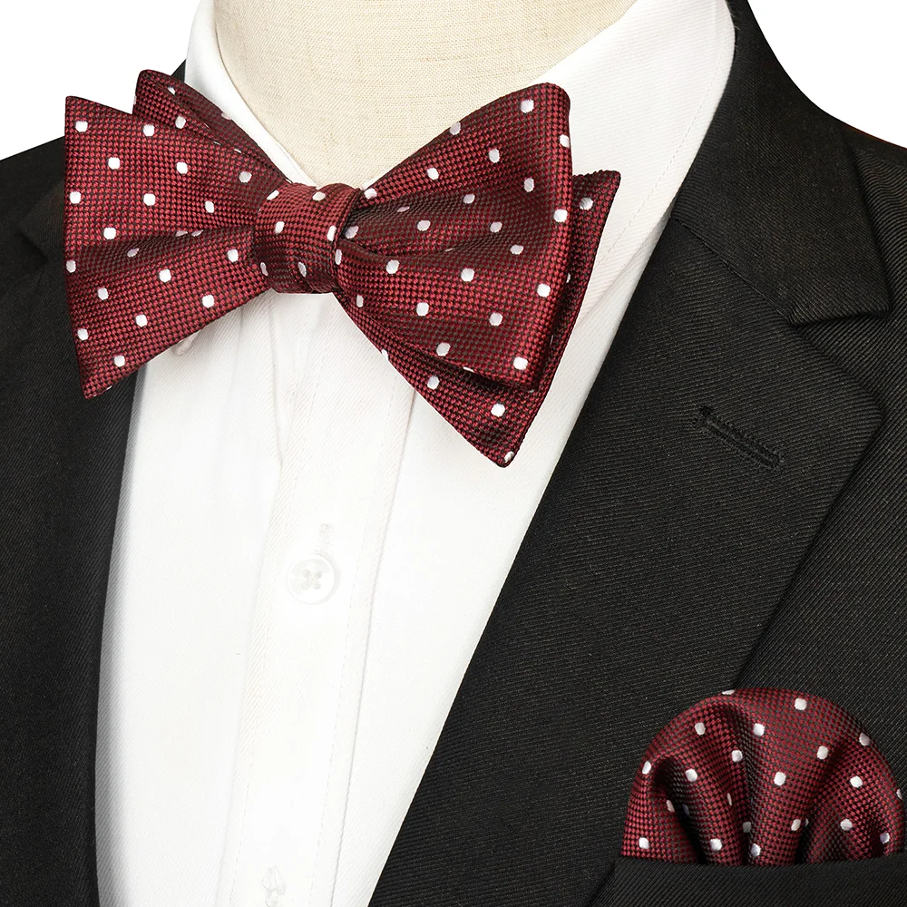 EASTEPIC Gestreifte Fliege für Herren, Einstecktuch-Set, kariertes Accessoire, Paisley-Krawatte, Blumenmuster, gepunktet, reines Schwarz, Abendparty – Detail 14