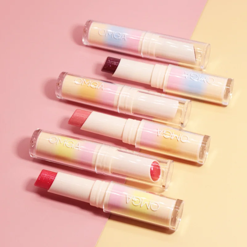Glitter idrata il cambio della temperatura Mini rossetto non facile da attaccare Tazza Sapore di frutta Balsamo per labbra perlescente Cosmetico