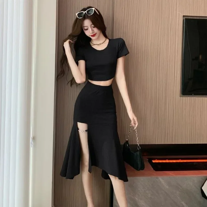 2 peças conjuntos de saia para mulheres midi luxo designer roupas ocasião formal elegante casual férias 2025 evento fenda mulher outfit