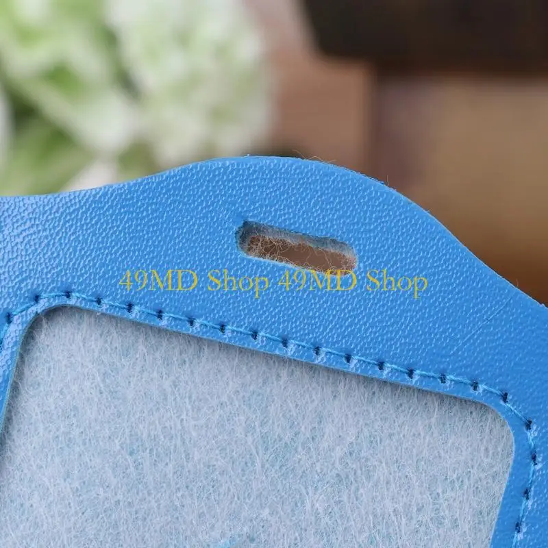 49MD 10 Colors Window Business Work Card Holder Leather for Case Badge Vertical