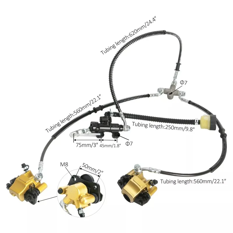 Go Kart Trike เบรคเท้าด้านหน้า 4 สตั๊ดล้อ Hub Spindle Tie Rod ATV Quad Buggy