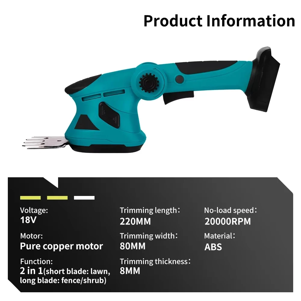 Cortasetos eléctrico inalámbrico de 18V para batería Mak, cabezal ajustable de 20000 RPM, cuchillas SK5, cortacésped de jardín, herramientas de corte de arbustos