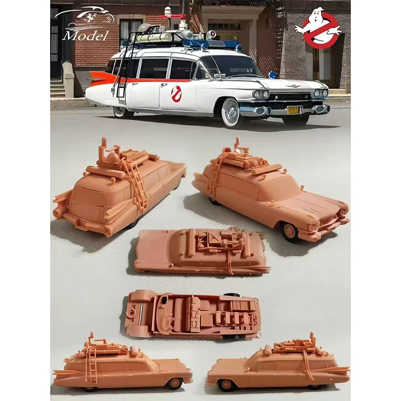Vorverkauf YS 1:64 NEU Ghostbuster Miller Meteor 1959 Ecto-1 Druckgussauto-Modellsammlung Spielzeug