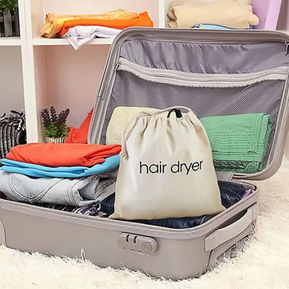 Portable Dustproof Hair Dryer Cloth Bag Drawstring Large Capacity Hairdryer Bag Canvas Storage Bag