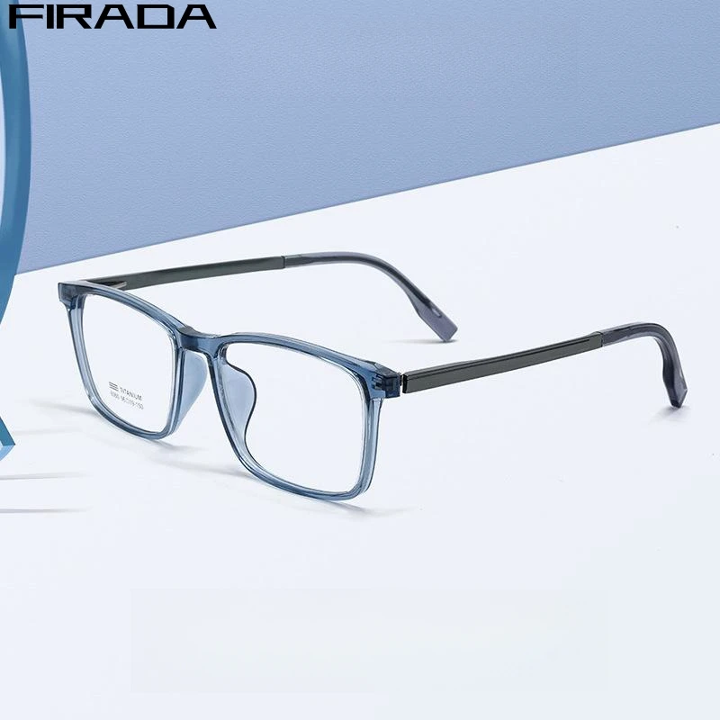 

FIRADA Fashion Transparent Square Glasses Vintage Comfortable Eyewear Ultra Light Prescription Eyeglasses Frame Men Women L6060M