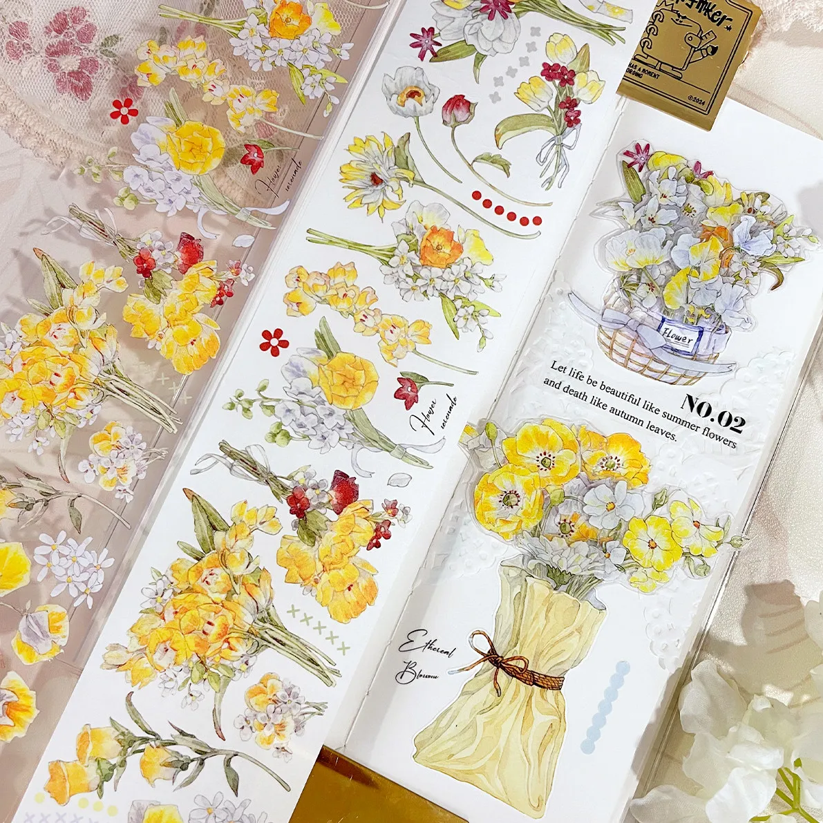 

Новое поступление Daydream Light Retro Yellow Flower Baikura Washi Tape - рулон наклеек для домашнего журнала и карты Goo