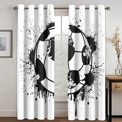 Graffiti Soccer Football Sports Free Shipping Window Curtains For Living Room Kids Bedroom Bathroom Kicthen Door Home Decor2Pcs