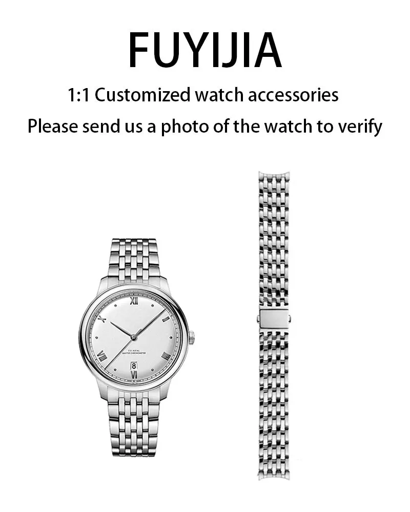 

FUYIJIA Custom New DE VILLE 434 Original Watch Chain 19MM 16MM Curved Interface Watchband Stainless Steel Butterfly Buckle Strap