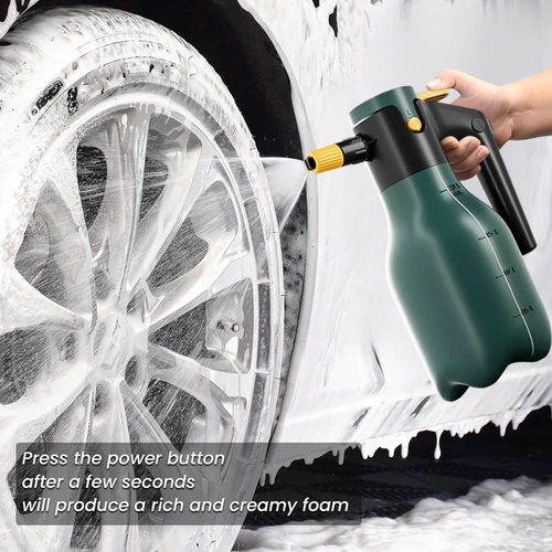 Imagen 2 del producto Botella pulverizadora de espuma eléctrica mejorada de 2L 60 °   Cañón de lavado de coches de alta presión ajustable para pulverizador de limpieza de vehículos/hogar/jardín