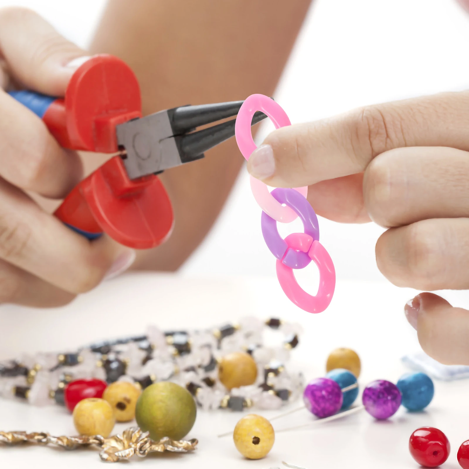 

300Pcs Acrylic Chain Necklace Making Colorful Self Buckling Accessories Handmade Jewelry Crafts Bracelet Decors Ornaments
