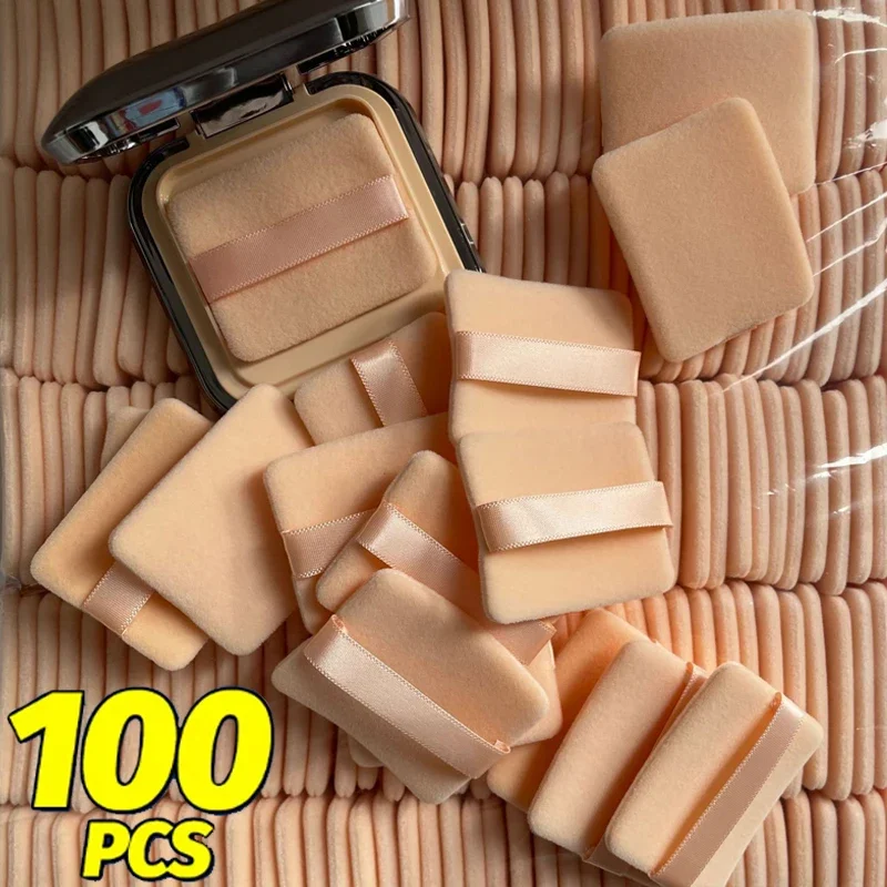 Wet Dry Use Loose Powder Cosmetic Puff 100Pcs Velvet Foundation Powder Puff Portable Soft Lightweight Makeup Sponge Make Up Tool