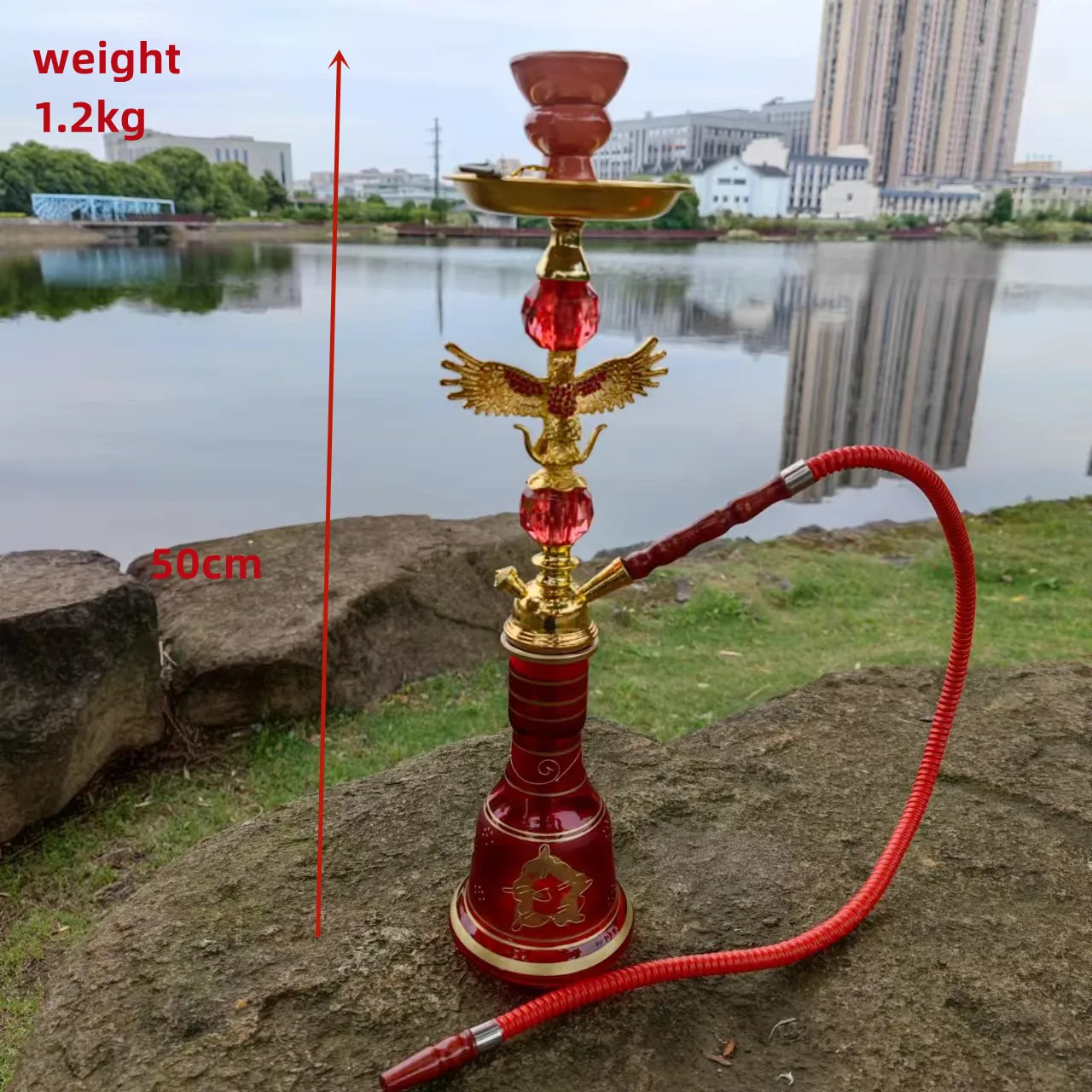 Hookah Set with Glass Bottle Silicone Tube Clip and Handle Resin Stainless Steel Hookah Set Nargile Sheesha