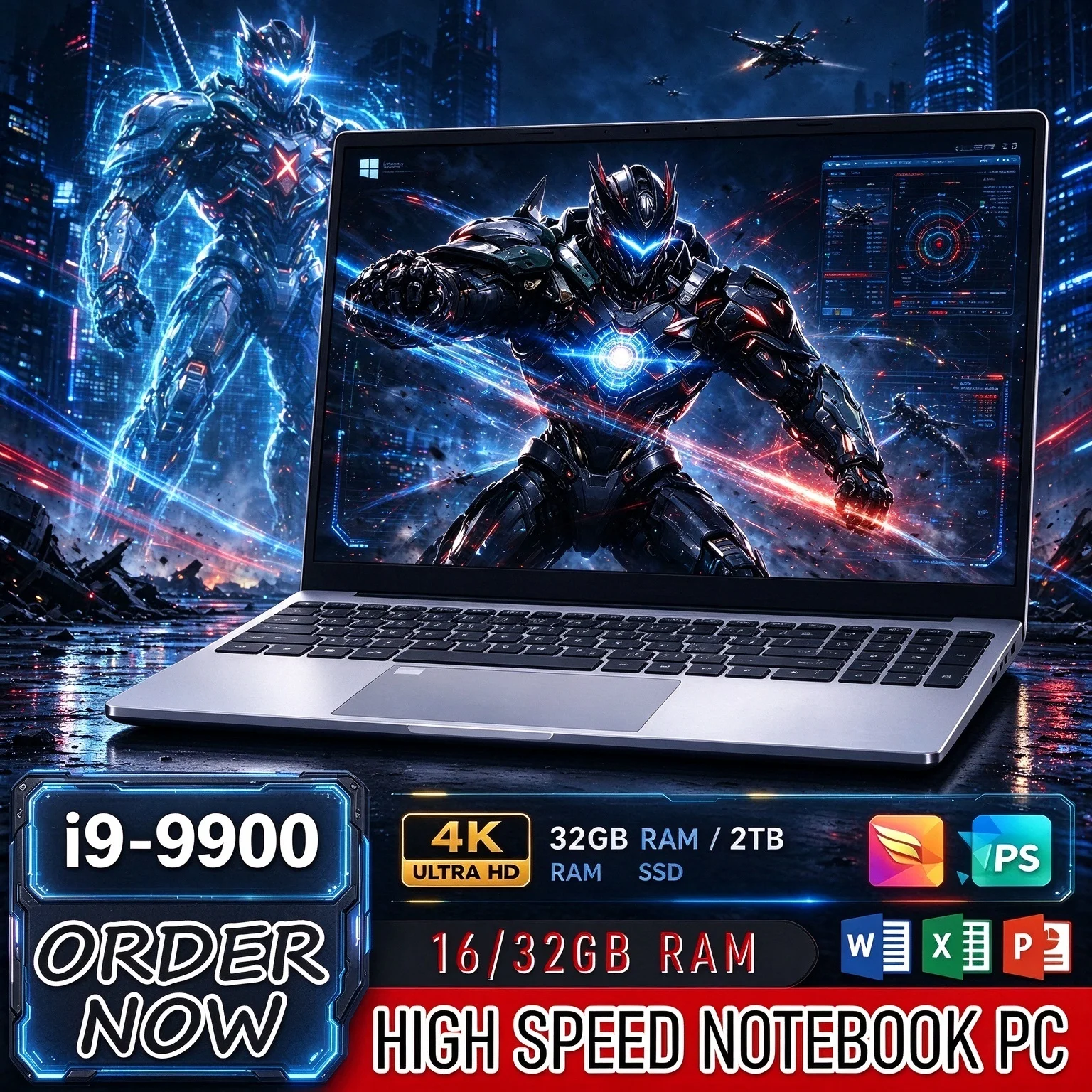 Ultra Slim NEW 14.1" Laptop Intel Core I9-9900 32GB 2TB Windows Office Study NoteBook Gaming Computer PC