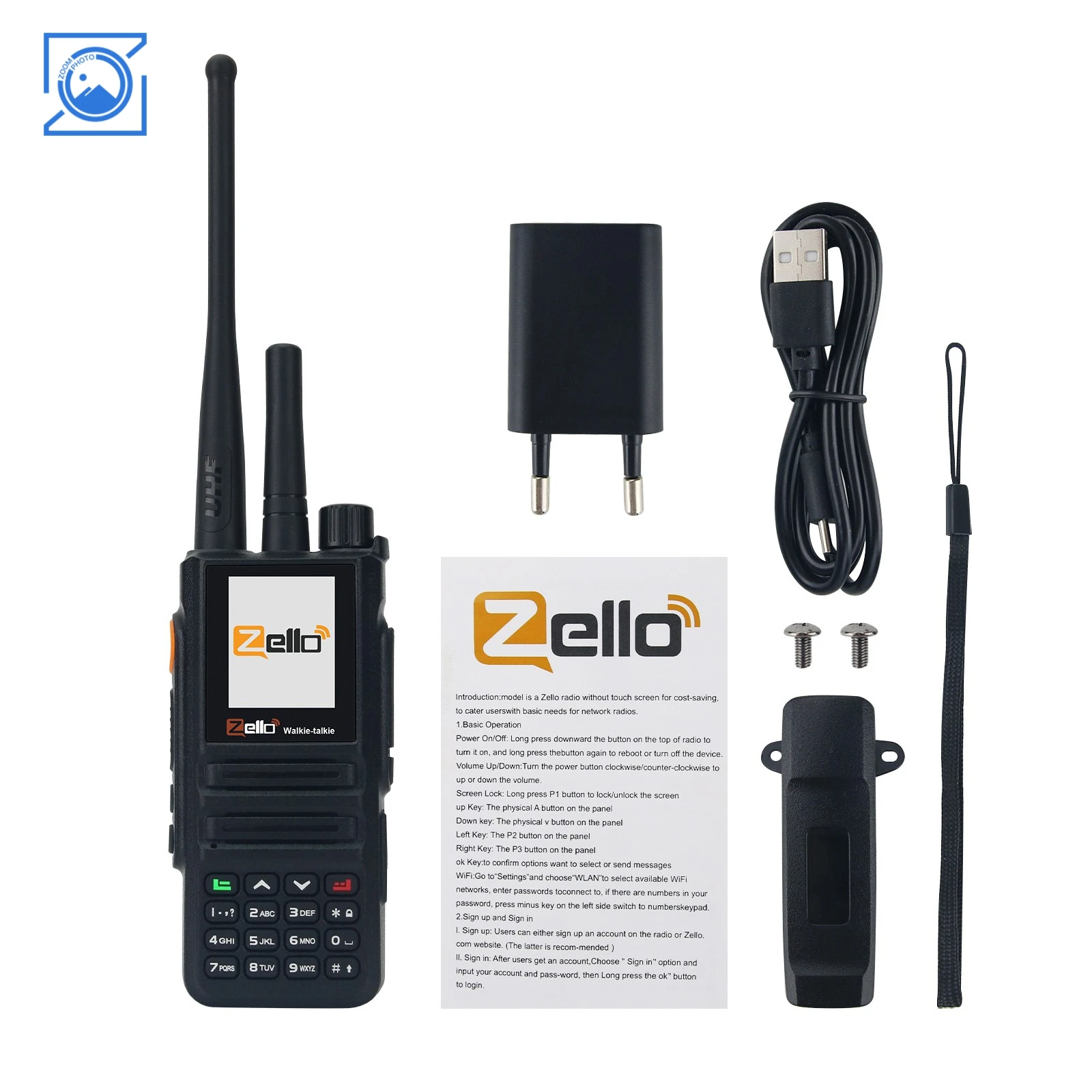 Walkie Talkie de red pública de Radio POC de modo Dual HAMGEEK T95 compatible con UHF 400-470MHz VHF 136-174MHz Zello 3G/4G/5G Wifi