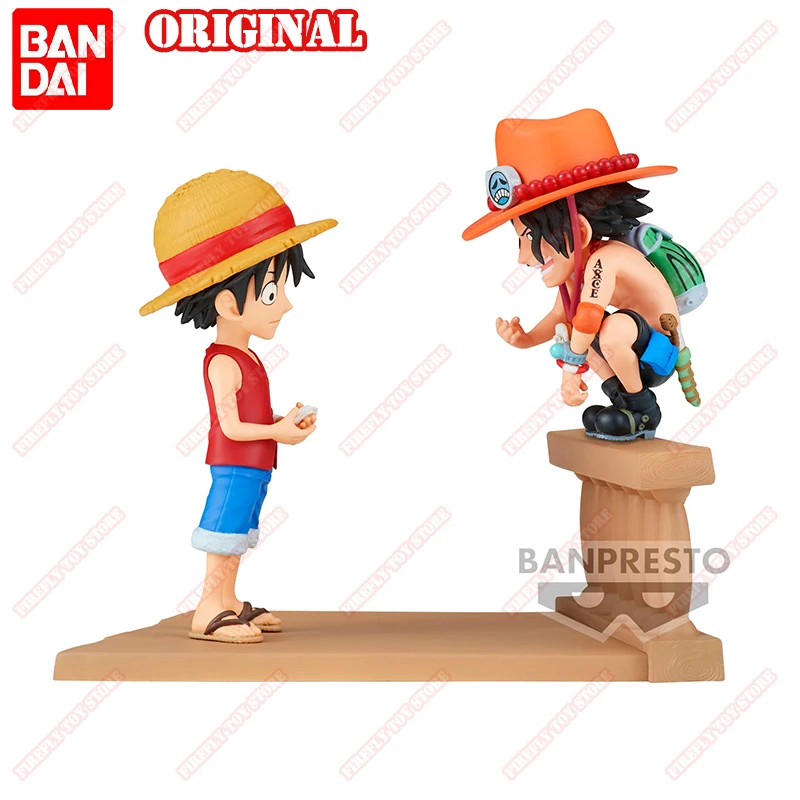 

BANDAI WCF Original One Piece Animation Comics Peripheral Toys Luffy Ace Anime Action Model Figures Collection