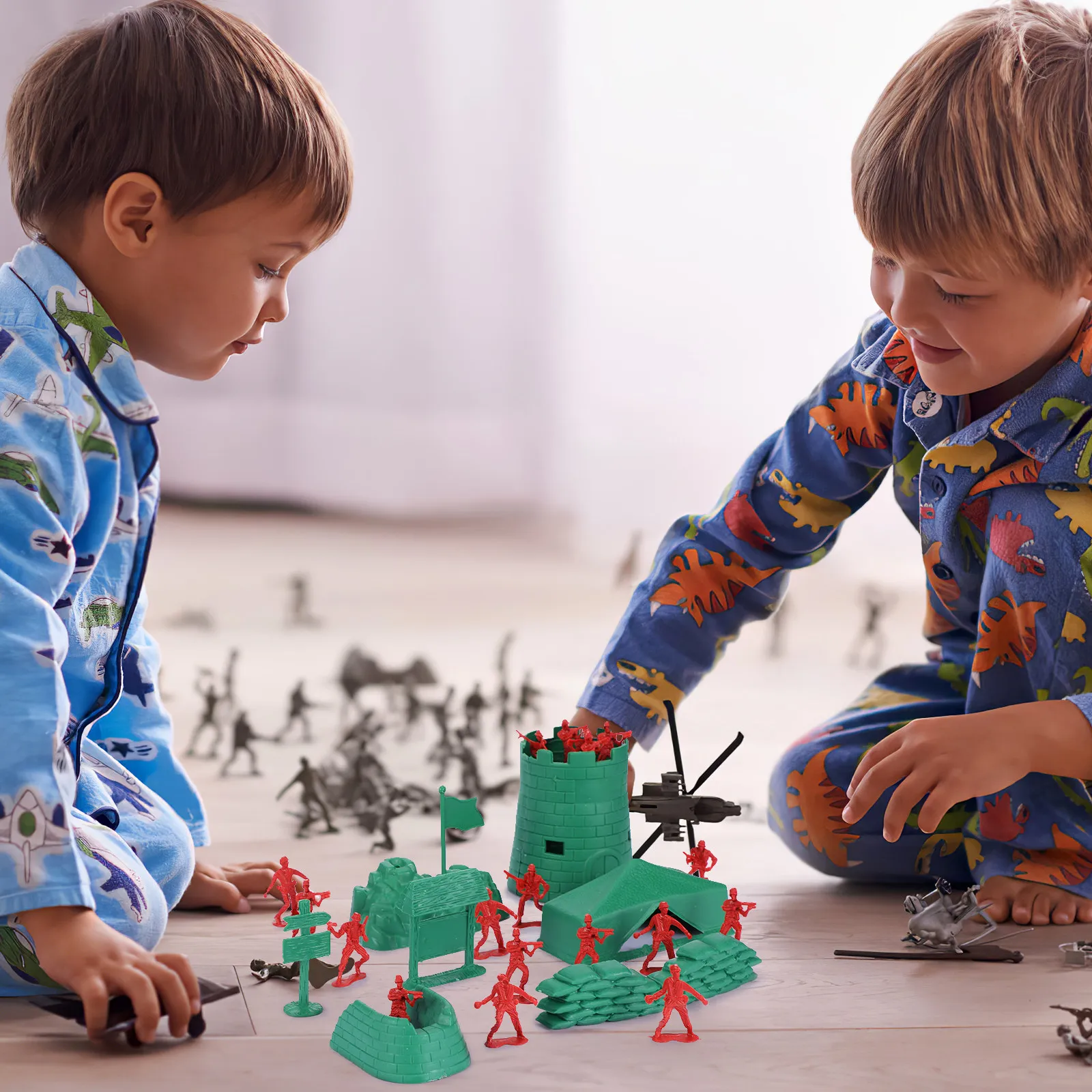 

200Pcs Mini Soldier Military Plastic Sand Table Play Set Kids Pretend Battle Figure Accessories Red Green