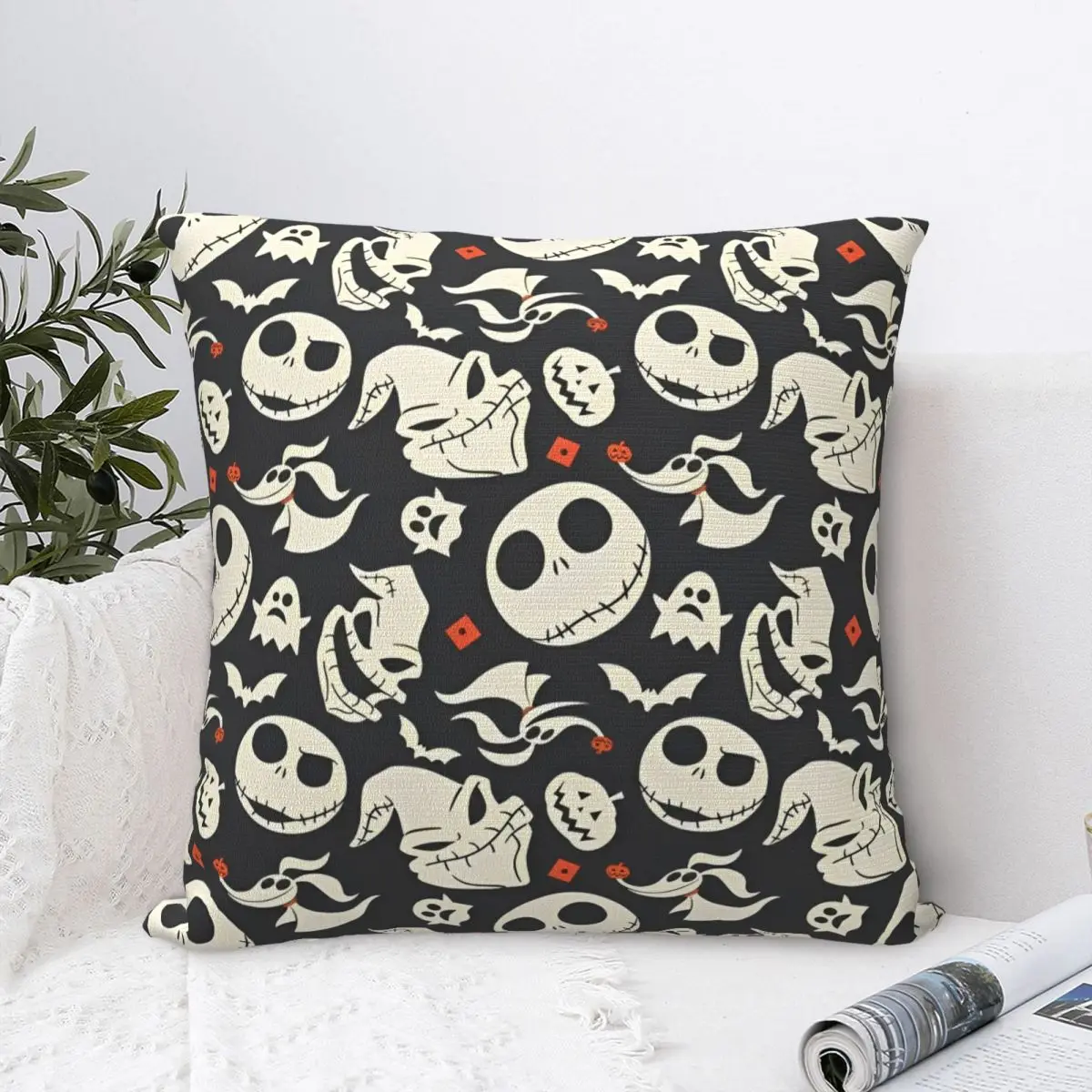 كابوس قبل عيد الميلاد والهالوين كيس وسادة مربع غطاء الوسادة انغلق غطاء وسادة رمية مزخرفة للمنزل #1
