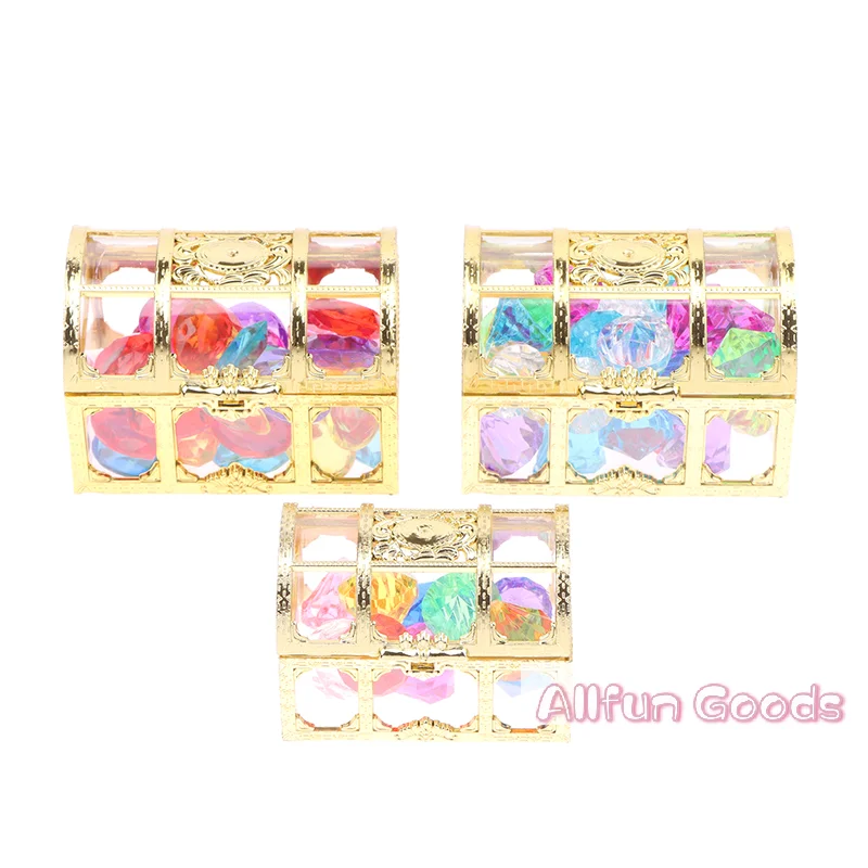 [TG835]1 Set Child DIY Accessories Crystal Box Treasure Kids Toys Acrylic Colorful Diamond Gems Plastic Large Jewels