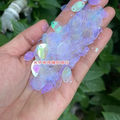 Good  Quality Belly Dance Clothes Bag Seuqin Curtain Transparent White Oval 2-holes Weight 500g Wholesale Small 8*15mm Sequins