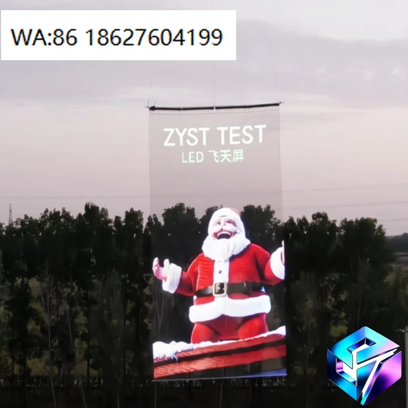 P15 P20 P25 Transparent Flying Flag LED DisplayHoisting Flexible Advertising Screen For Outdoor Event Show