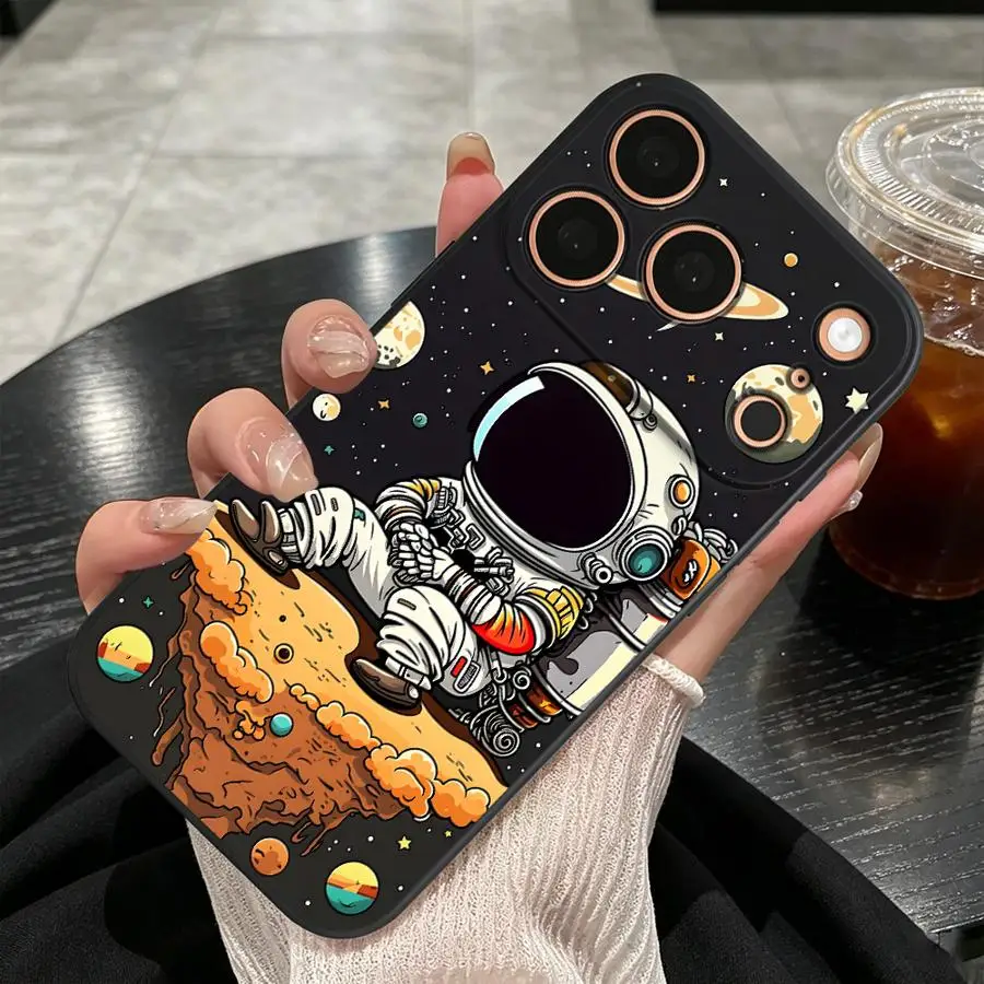 Planet Cartoon Astronaut Case for Apple iPhone 17 Pro Max 11 13 Mini X XS XR 7 8 15 Plus Air 12 17e 16e 14 16 Phone Cover view 3