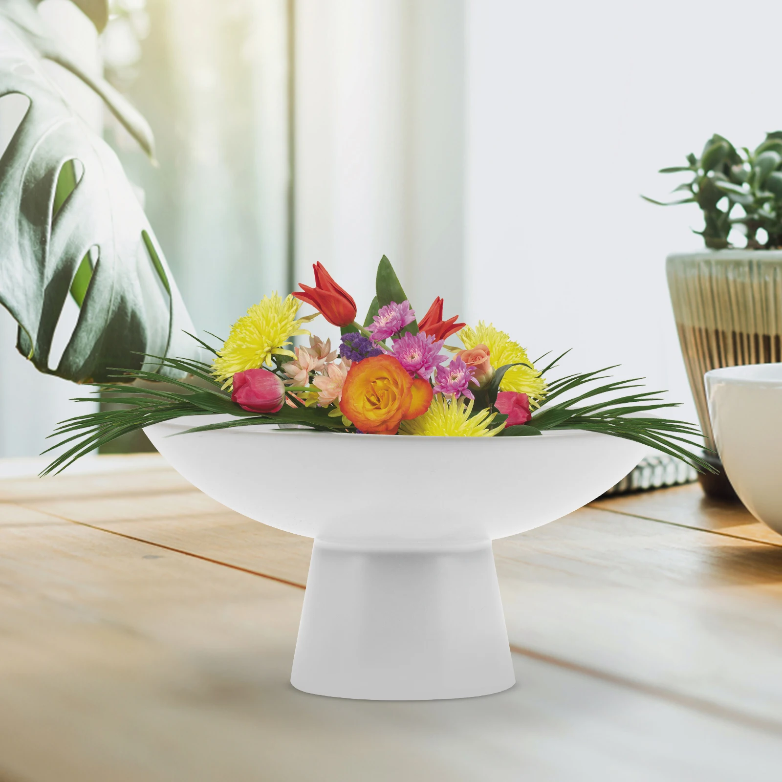 

1 Pcs High Foot Flower Vessel Creative Ceramic Flower Holder Floral Fixation Tool Decoration