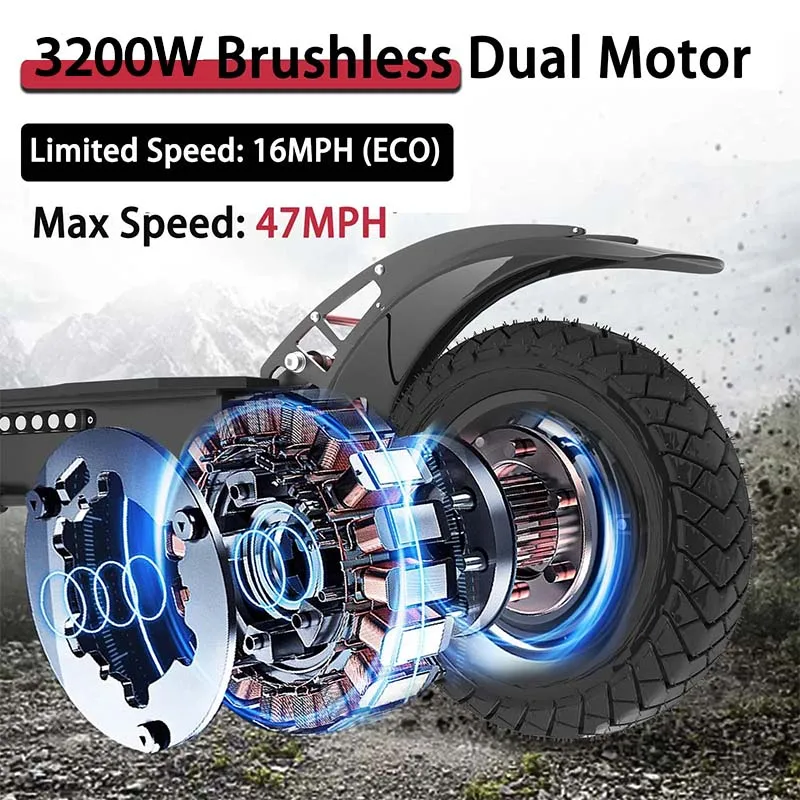 Jueshuai 60V 3200W Dual Motor Electric Scooter 75KM/H Speed for Adults Patinete Eléctricos 10 Inch Off Road 20Ah Lithium Battery