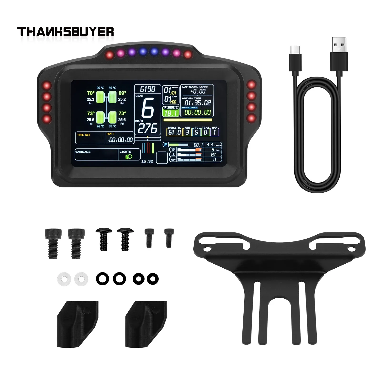 

Панель приборов Simplayer DV480 PRO для симуляторов гонок с 5-дюймовым экраном и 16 RGB-светодиодами для Simagic Fanatec