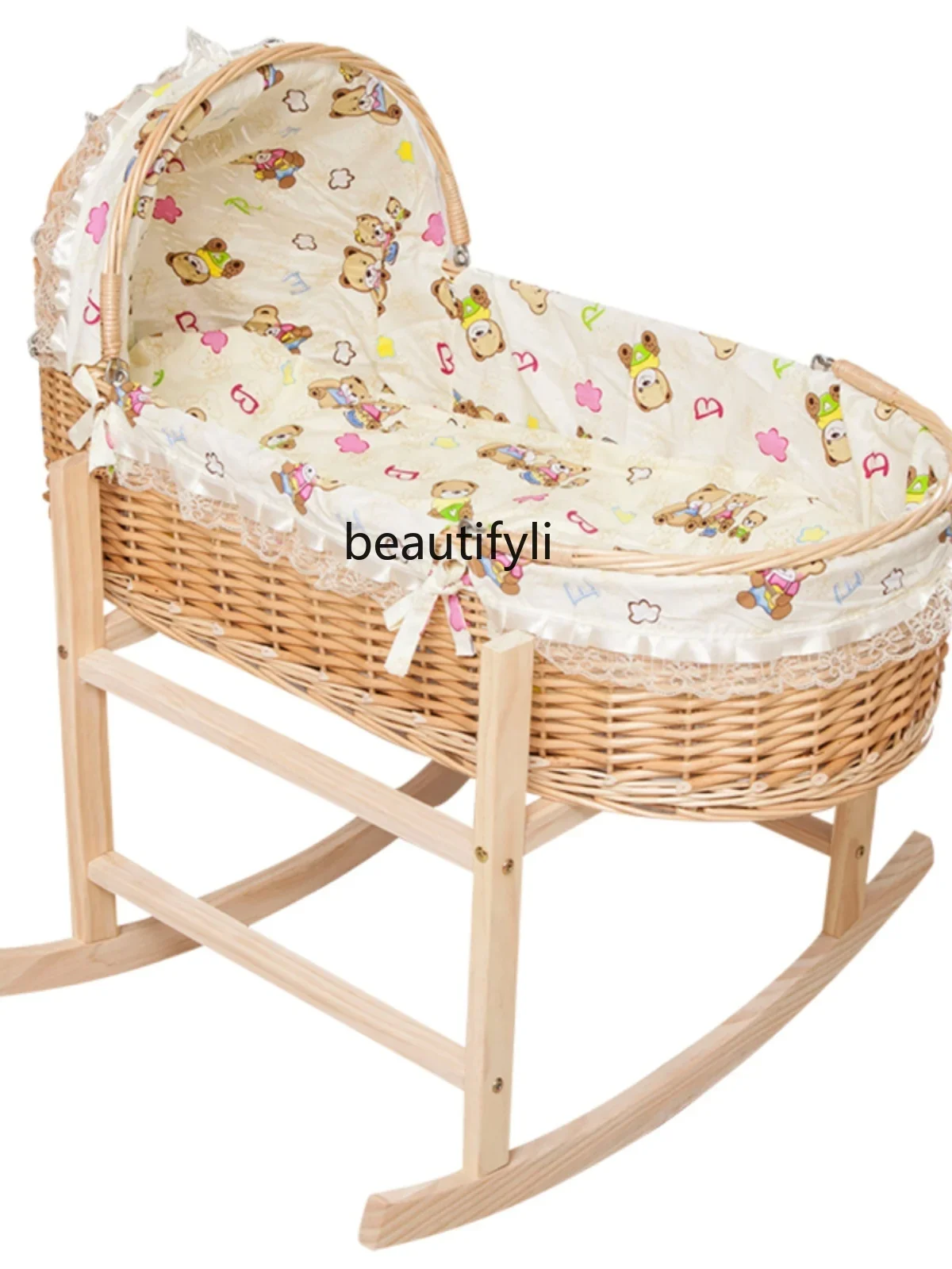 

Rattan Cradle, Newborn, Sleeping Basket Baby Carry Basket Soothing Shaker