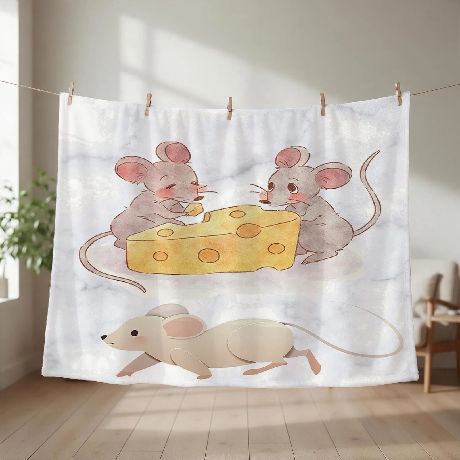 Naughty Mice and cheese Throw Blanket couch cozy soft plush fuzzy picnic outdoor blanket