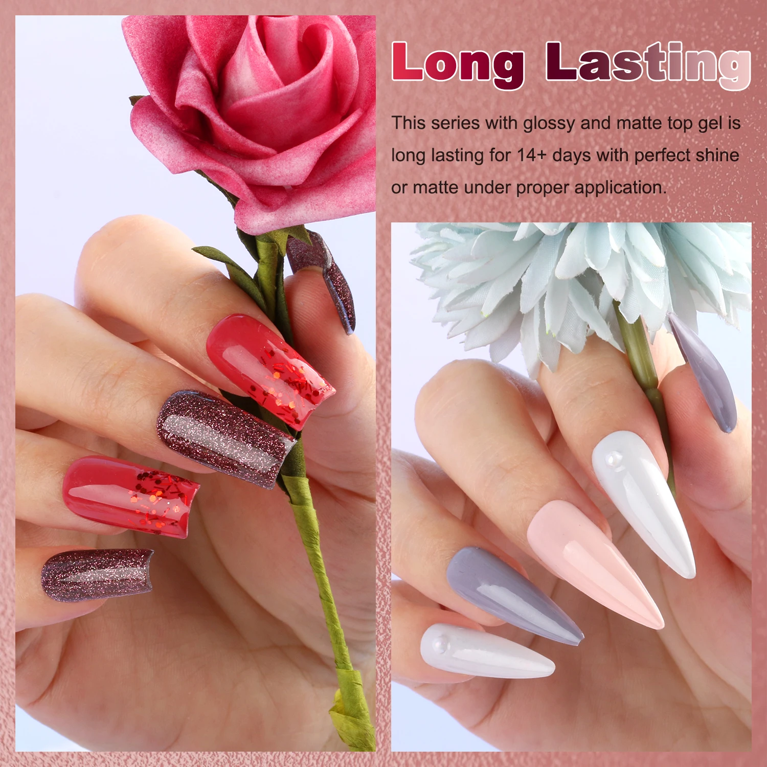 9色のクリスマスカラージェルポリッシュセット、赤、黒、シルバーシェード、ベース、グロッシー、マット、トップコート付き、ホームDIYネイルアート、マニキュアギフトセット