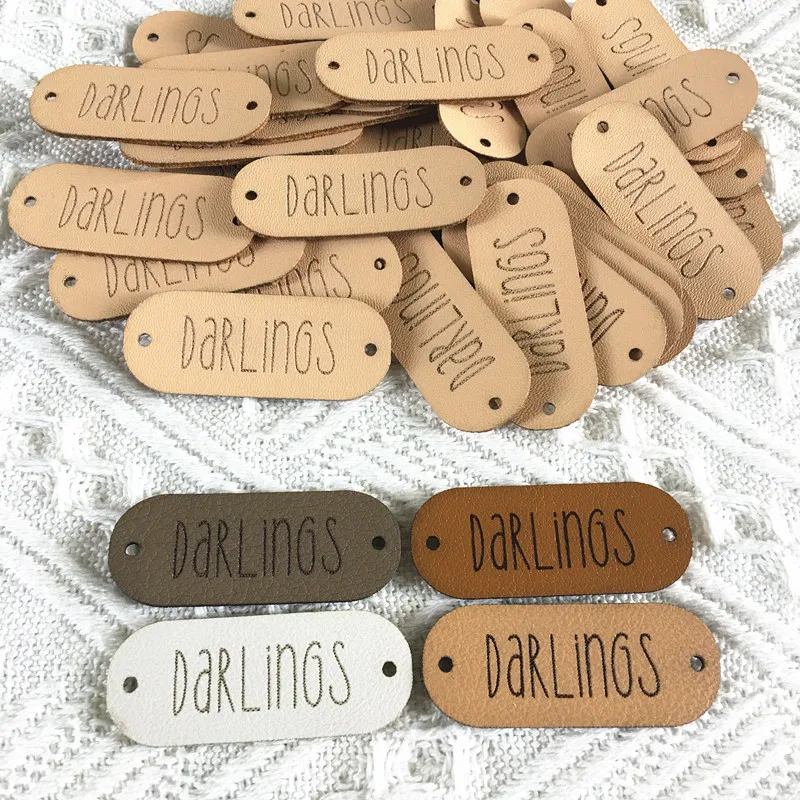 30pcs Sewing labels for clothing knitting Personalized logo leather tags for Handmade items Laser engraved Garment crochet label