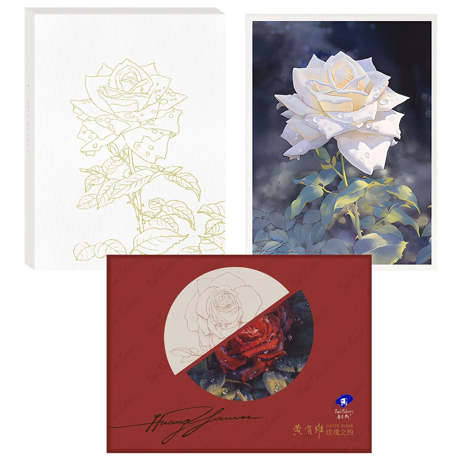 

Paul Rubens Watercolor Coloring Book, 10.2 x 7.2 Inches Watercolor Book, 300GSM Cotton Hot Pressed Watercolor Paper Line Art