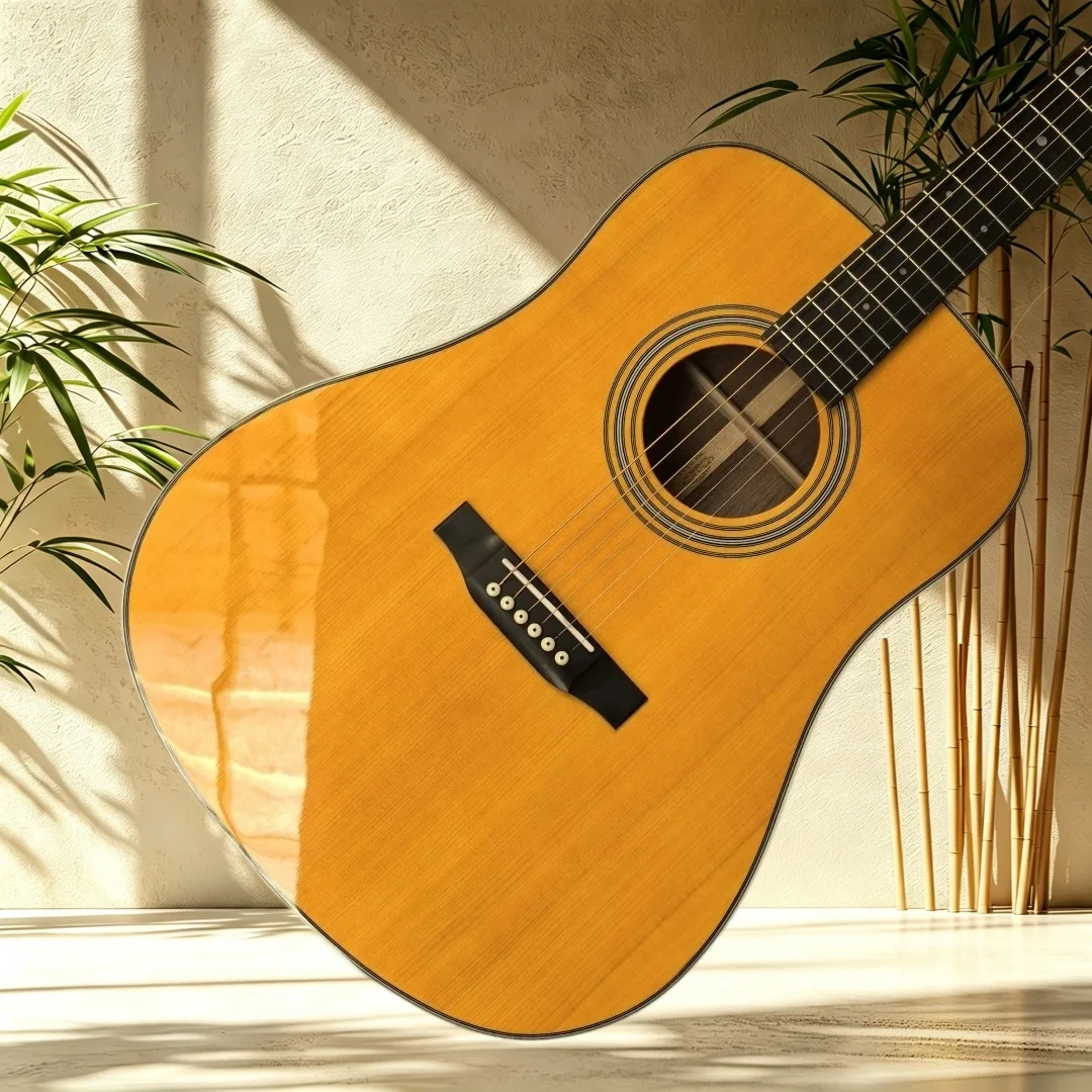 D28 Body Acoustic Guitar Spruce Top Rosewood Back Sides Rosewood Fretboard Gloss Finish Beginner Player Folk Fingerstyle