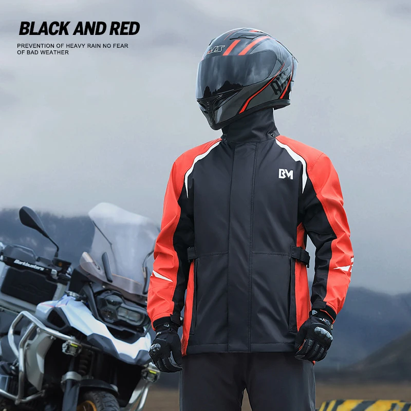 

Motorcycle Raincoat and Rain Pants Set Men's Split Full-body Rainproof Motorcycle Windproof and Waterproof Cycling Suit Rain Sui