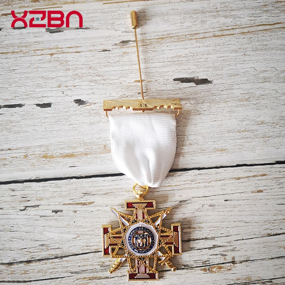 Masonic Lapel Pins Badge Mason Freemason Retro Brooch Freemasonary Member Ribbon Of Honor Suit Accessories Rank 33 Zinc Alloy